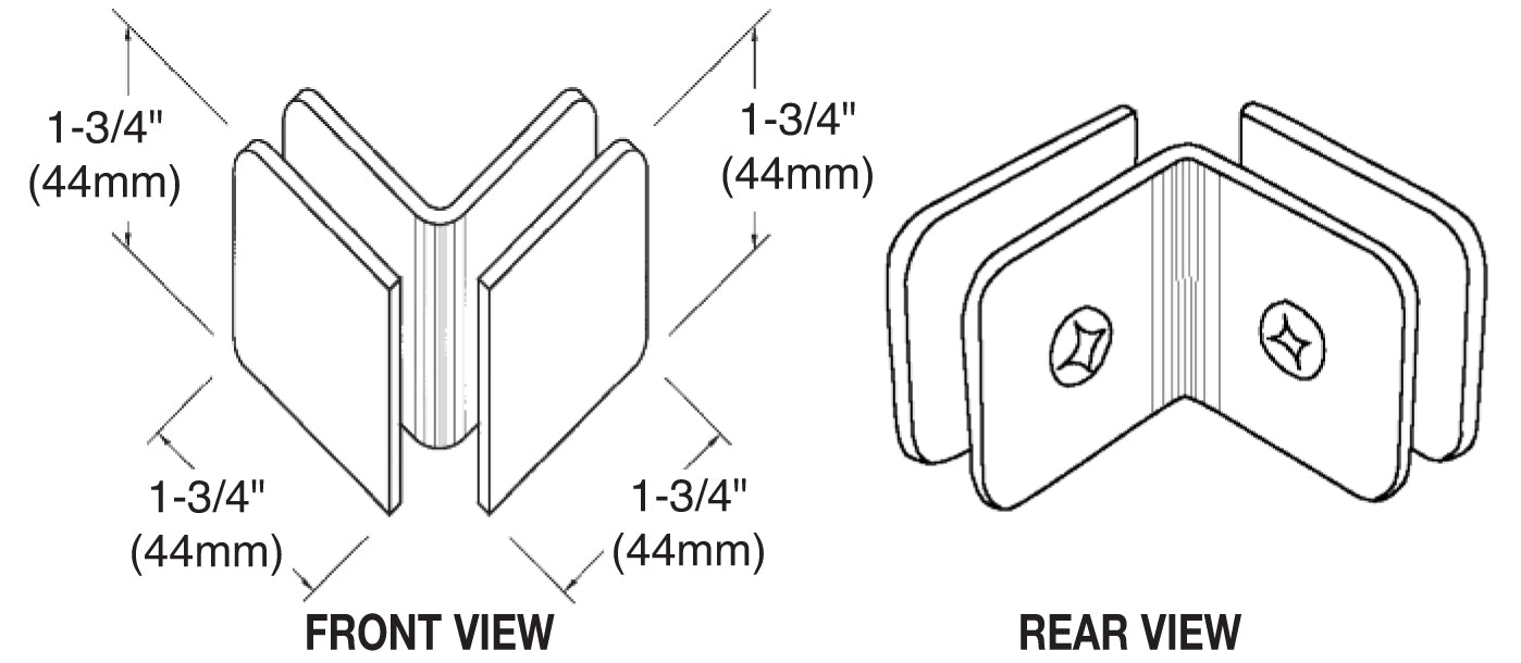 CRL Open Face 90 Degree Square Glass Clamp SGC0F900RB