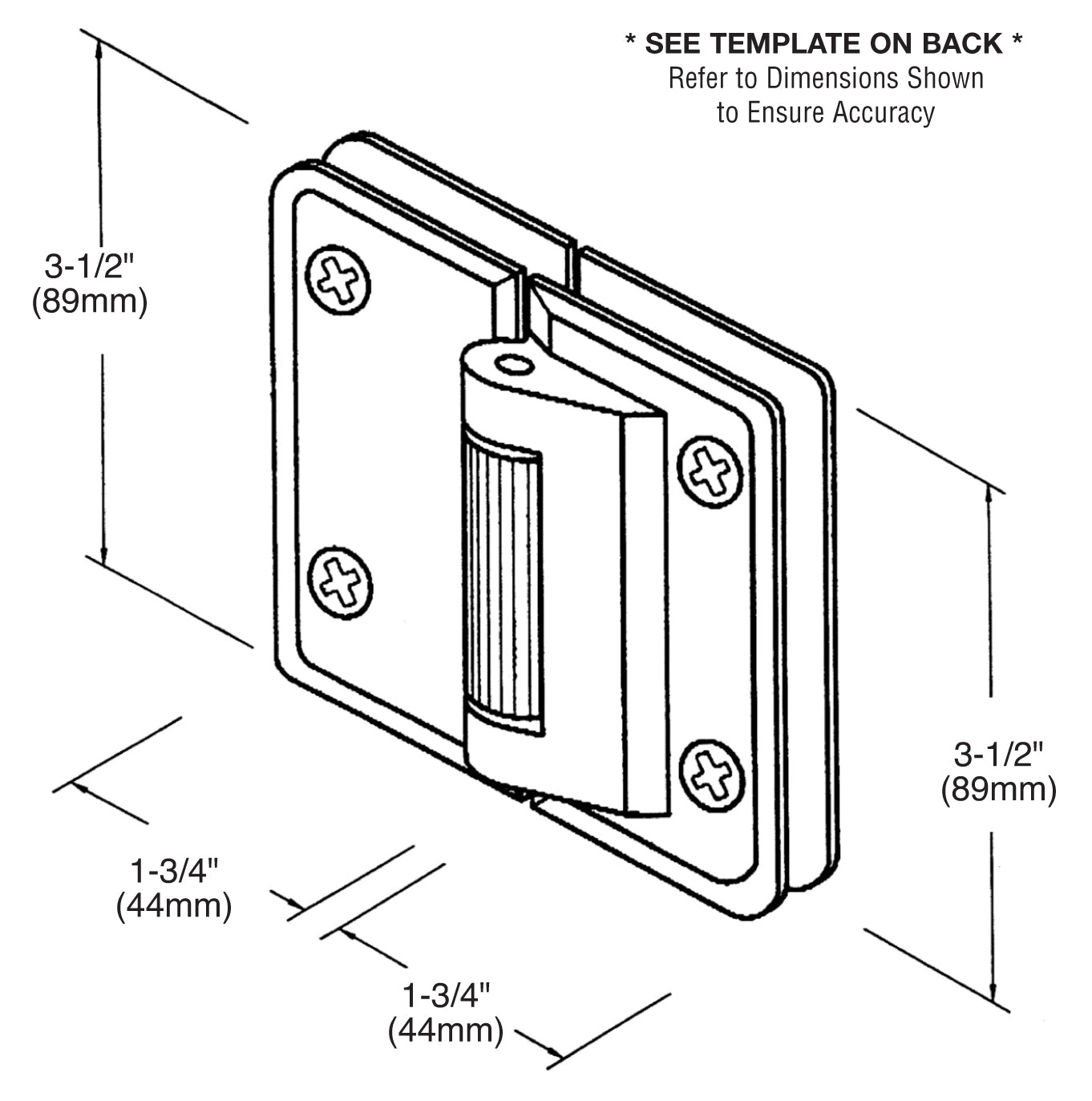 CRL Petite 182 Series 180 Degree Glass - to - Glass Hinge Swings In Only PET182CH