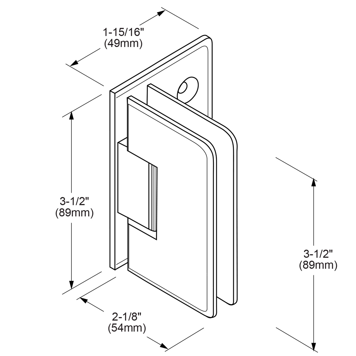 CRL Pinnacle 044 Series Wall Mount Offset Back Plate Hinge P1N044ABR