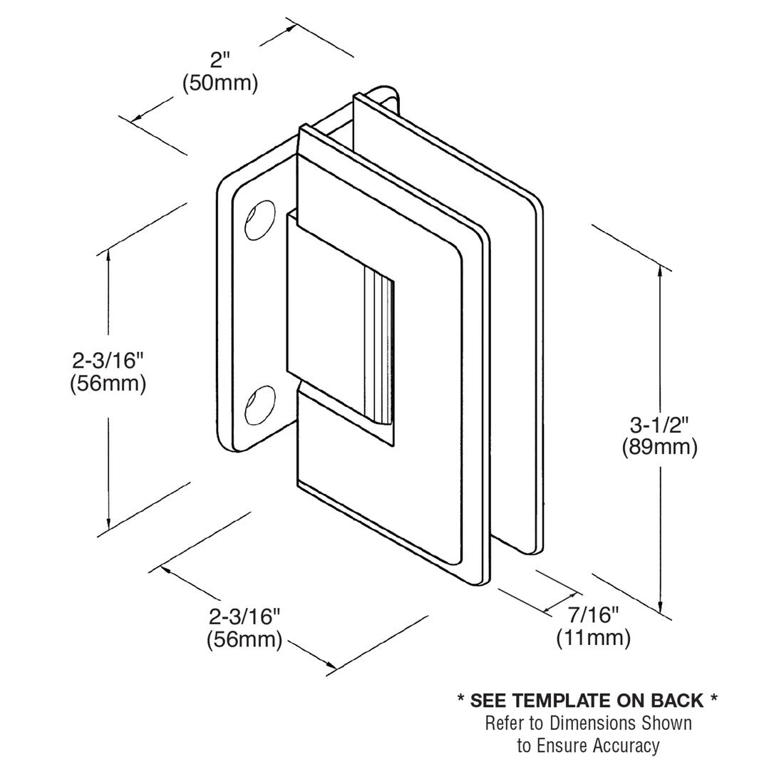 CRL Pinnacle 074 Series Wall Mount Short Back Plate Hinge P1N074BBRZ