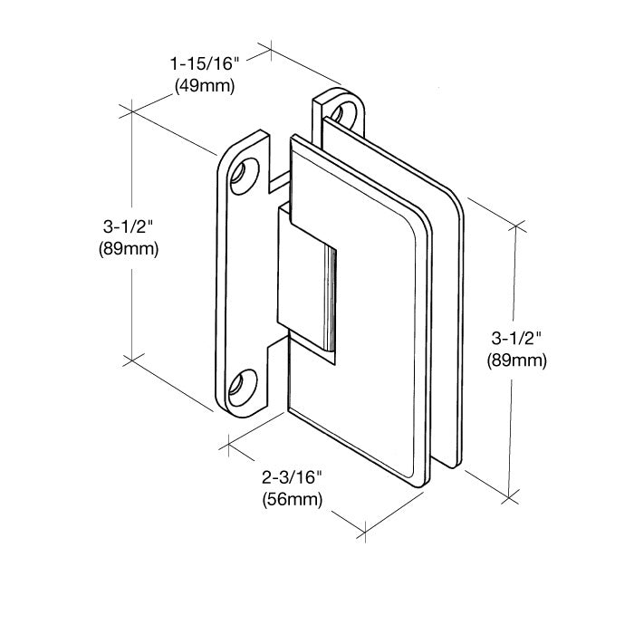 CRL Pinnacle 537 Series 5 Degree Pre - Set Wall Mount 'H' Back Plate Hinge P1N537BN