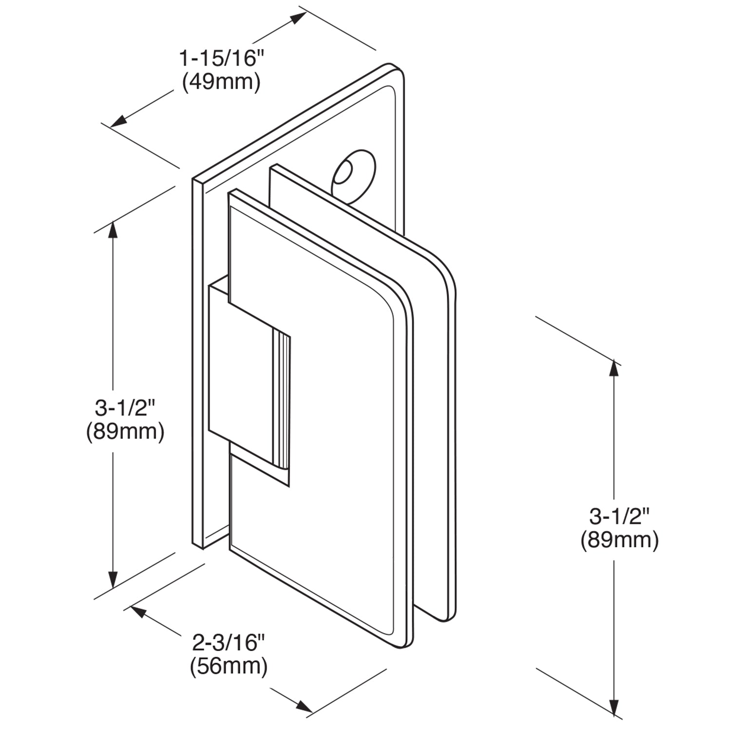 CRL Pinnacle 544 Series 5 Degree Wall Mount Offset Back Plate Hinge P1N5440RB