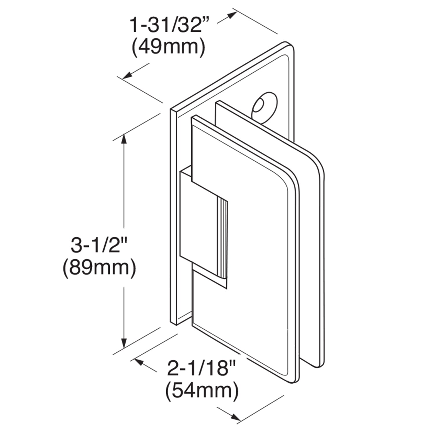 CRL Pinnacle Adjustable Wall Mount Offset Back Plate Hinge P1N344BN