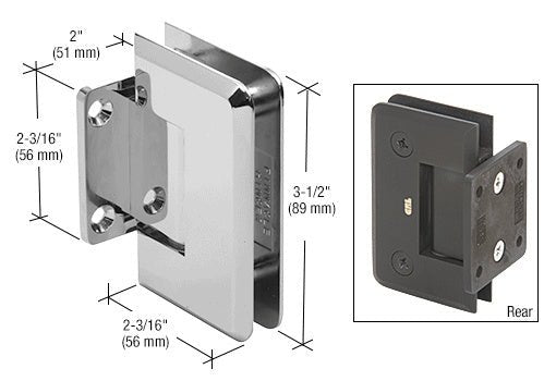 CRL Pinnacle Series 5 Degree Wall Mount Short Back Plate Hinge P1N574CH