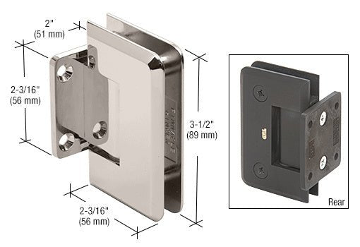 CRL Pinnacle Series 5 Degree Wall Mount Short Back Plate Hinge P1N574PN