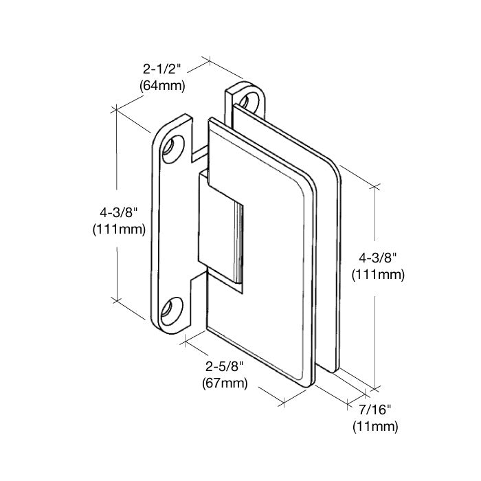 CRL Plymouth Series Wall Mount 'H' Back Plate Hinge PLY037BN