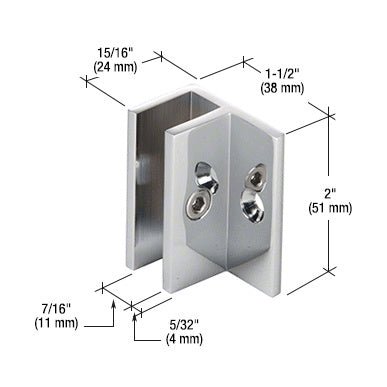 CRL Polished Chrome Square Clamp with Horizontal Leg SCWHL1CH