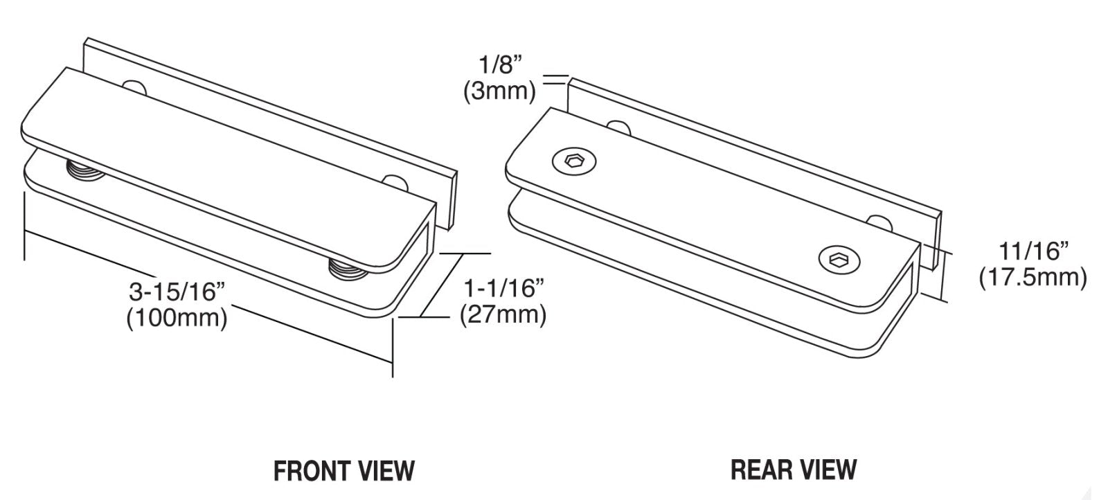 CRL Polished Chrome Thru - Glass Rectangular Shelf Clamp FA81CH