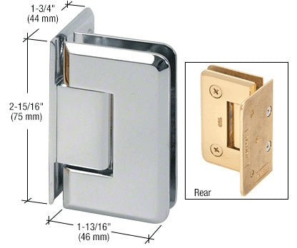 CRL Polished Chrome Trianon 044 Series Wall Mount Offset Back Plate Hinge TR1044CH