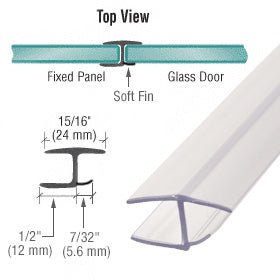 CRL Polycarbonate H Jamb Seal 180 Degree with One Soft Fin for 3/8" Glass P338HWS - CCP22