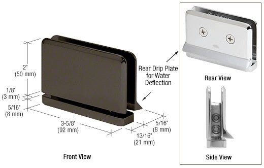 CRL Prima Hinge with Rear Drip Plate PPH080RB