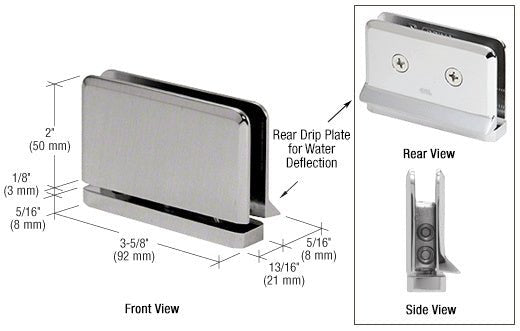 CRL Prima Hinge with Rear Drip Plate PPH08BN