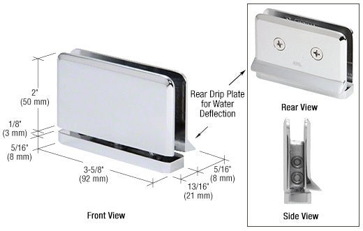 CRL Prima Hinge with Rear Drip Plate PPH08CH