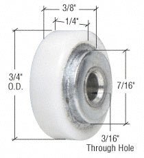 Prime - Line 3/4" Nylon Ball Bearing Shower Door Flat Edge Roller M6005