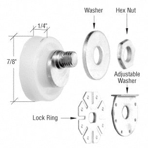 Prime - Line 7/8" Nylon Ball Bearing Flat Edge Roller for American Shower Doors (Discontinued Item) M6006