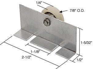 Prime - Line 7/8" Nylon Flat Edge Shower Door Roller Assembly with 1 - 1/8" Screw Slots M6057