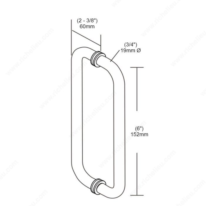 Richelieu Hardware 3/4 in (19 mm) Round Tubular Handle with Flat Washers SDTRDB07508ORB