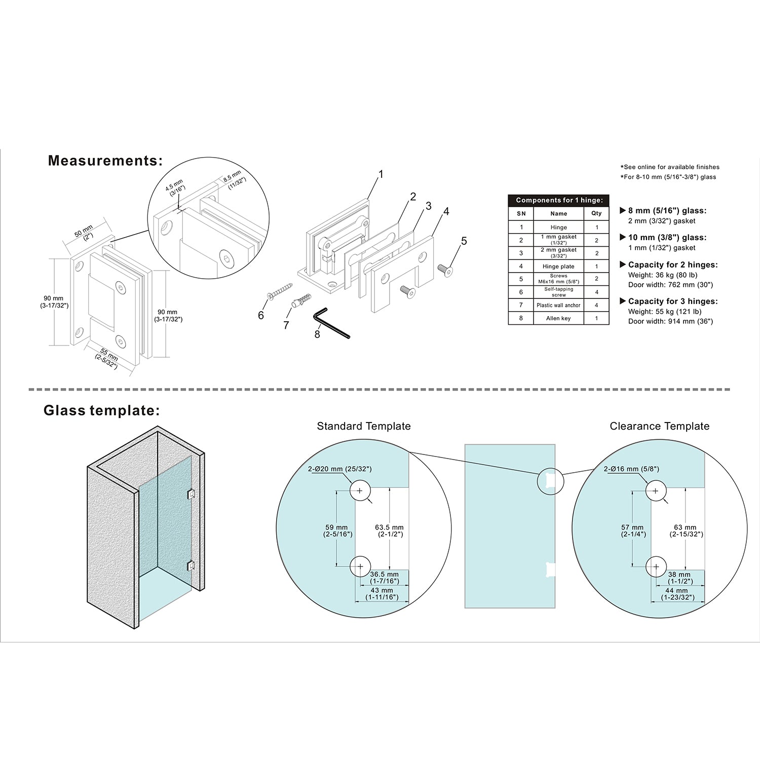 Richelieu Hardware Brushed Nickel Riveo Pro Glass - to - Wall Hinge with Full Backplate SH1SQ90W195