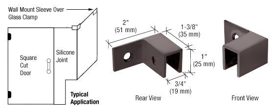 CRL Right Hand "Sleeve Over" Wall Mount Glass Clamp S0GC37R0RB