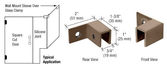 CRL Right Hand "Sleeve Over" Wall Mount Glass Clamp S0GC37RBBRZ