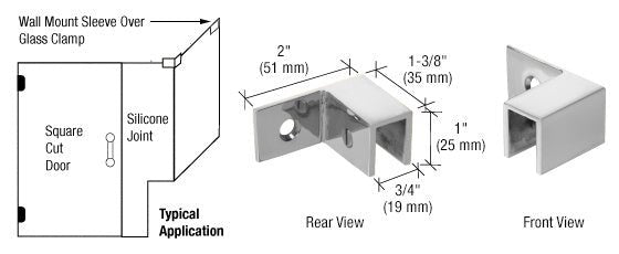 CRL Right Hand "Sleeve Over" Wall Mount Glass Clamp S0GC37RCH