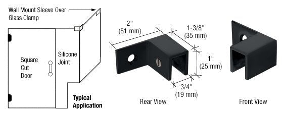 CRL Right Hand "Sleeve Over" Wall Mount Glass Clamp S0GC37RMBL