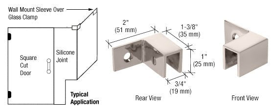 CRL Right Hand "Sleeve Over" Wall Mount Glass Clamp S0GC37RPN