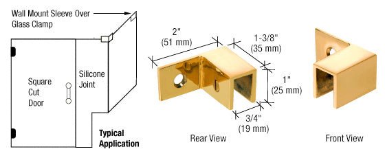 CRL Right Hand "Sleeve Over" Wall Mount Glass Clamp S0GC37RULBR