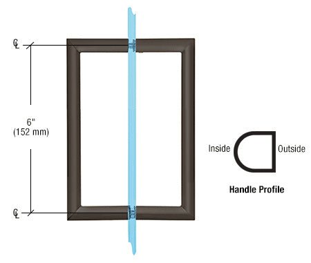 CRL RM Series Flat Outside Surface/Round Tubing Inside Back - to - Back Pull Handle RM6X60RB