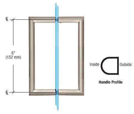 CRL RM Series Flat Outside Surface/Round Tubing Inside Back - to - Back Pull Handle RM6X6BN