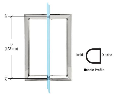 CRL RM Series Flat Outside Surface/Round Tubing Inside Back - to - Back Pull Handle RM6X6CH