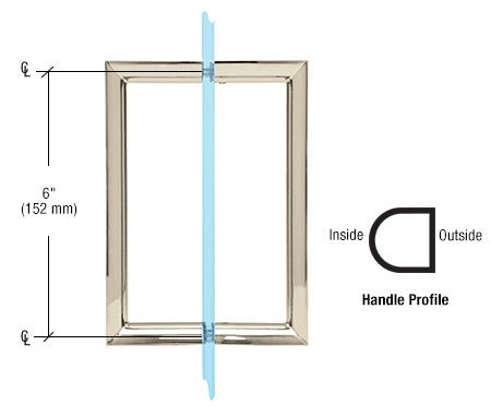 CRL RM Series Flat Outside Surface/Round Tubing Inside Back - to - Back Pull Handle RM6X6PN