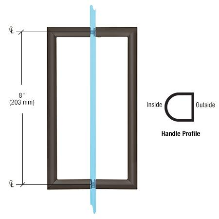 CRL RM Series Flat Outside Surface/Round Tubing Inside Back - to - Back Pull Handle RM8X80RB