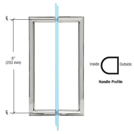 CRL RM Series Flat Outside Surface/Round Tubing Inside Back - to - Back Pull Handle RM8X8CH