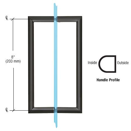 CRL RM Series Flat Outside Surface/Round Tubing Inside Back - to - Back Pull Handle RM8X8MBL