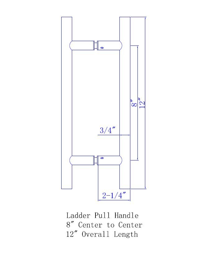 Rockwell Security Rockwell Back to Back Ladder Pull for Heavy Glass Frameless Shower Doors SDHLP6BS