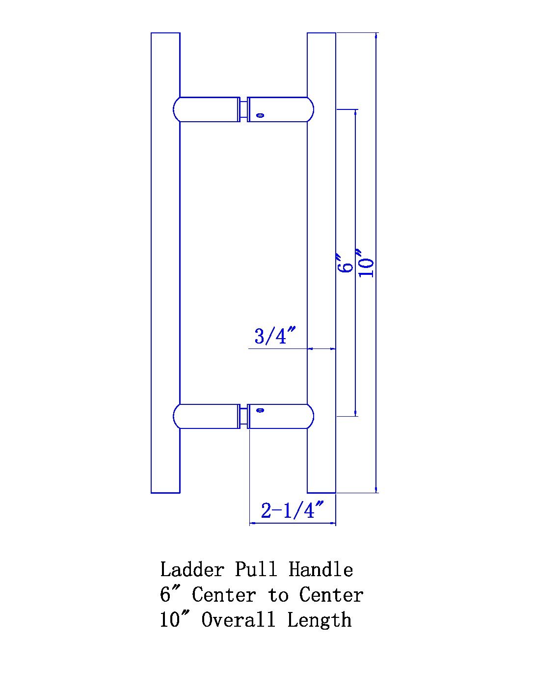 Rockwell Security Rockwell Back to Back Ladder Pull for Heavy Glass Frameless Shower Doors SDHLP6BS