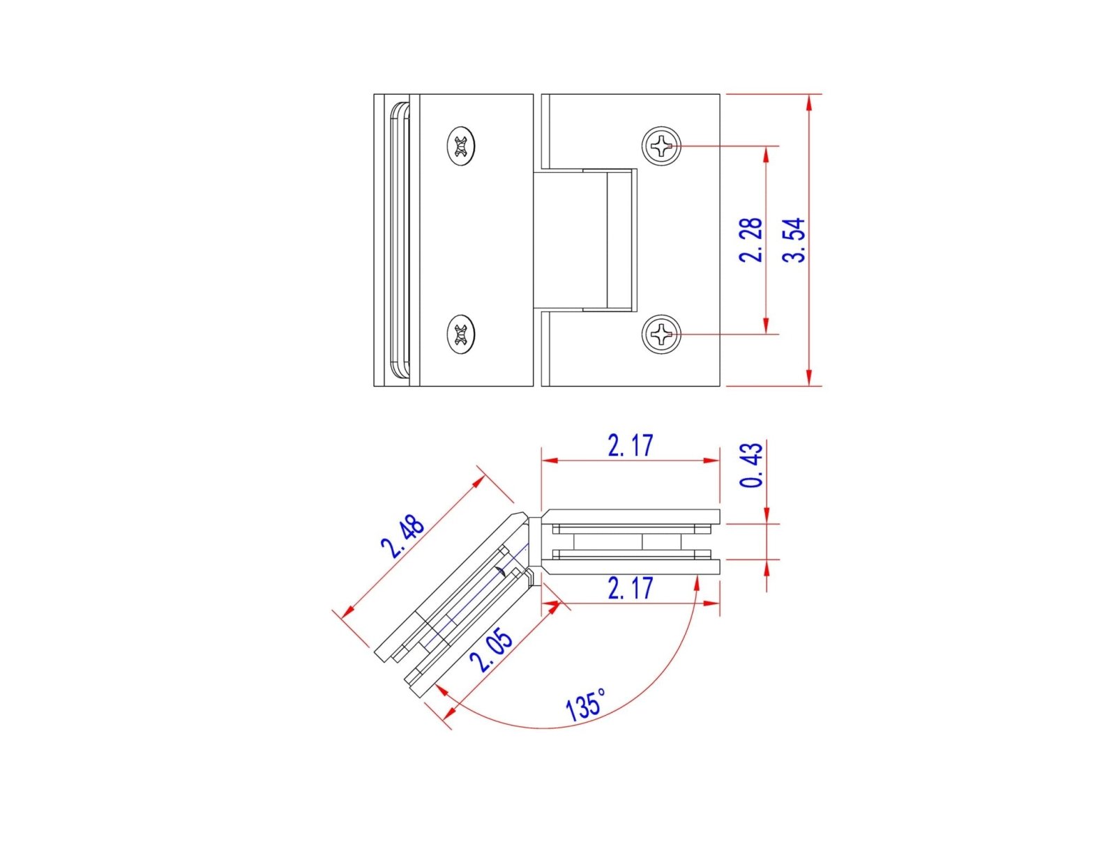 Rockwell Security Rockwell Classic 135 degree Glass to Glass Shower Hinge SHS135US10B0