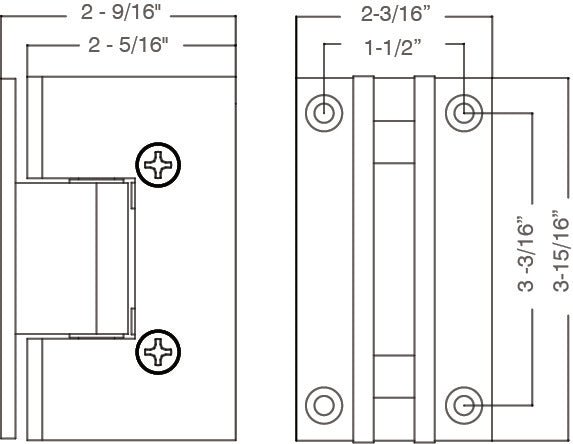 Rockwell Security Rockwell Heavy Duty Square Corner Shower Hinge, Full Back Plate HSHDL037LBSN