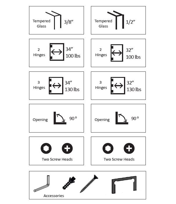 Rockwell Security Rockwell Heavy Duty Square Corner Shower Hinge, Short Back Plate HSHDS037SUS10B