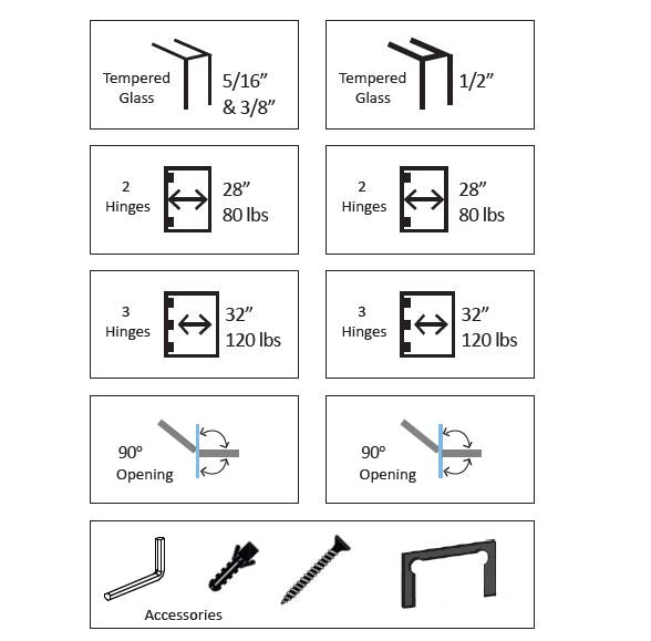 Rockwell Security 135 Degree Glass to Glass Bevelled Shower Hinge Frameless Heavy Glass Shower Doors SHB135BN - 0C