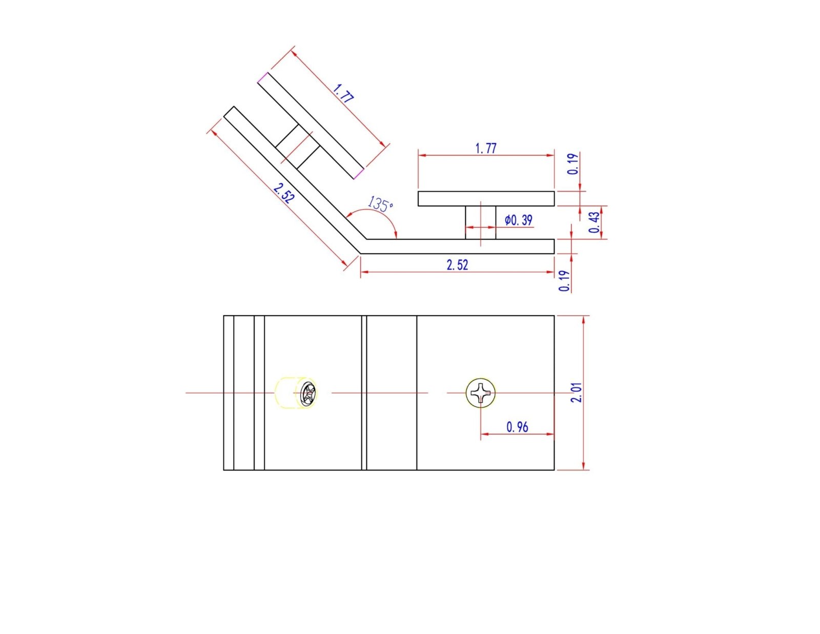 Rockwell Security Rockwell Square 135 - Degree Glass to Glass Shower Door Clamp SDGQ135US10B