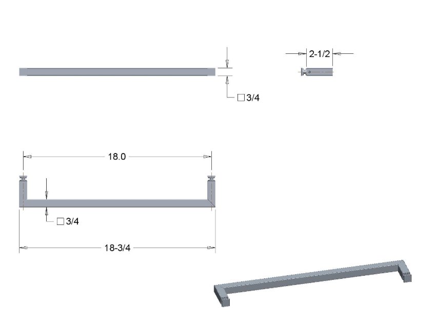 Rockwell Security Rockwell Square Corner Single Side Towel Bar for Glass Shower Doors SDPSQT28PS