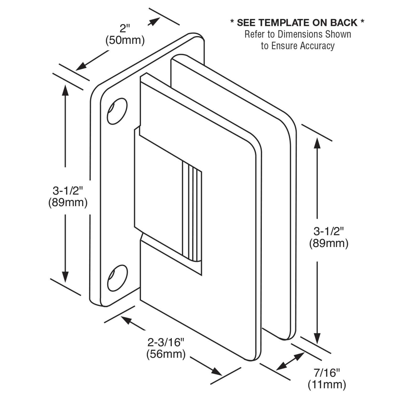 CRL Roman 037 Series Wall Mount 'H' Back Plate Hinge *Discontinued* R0M0370RB