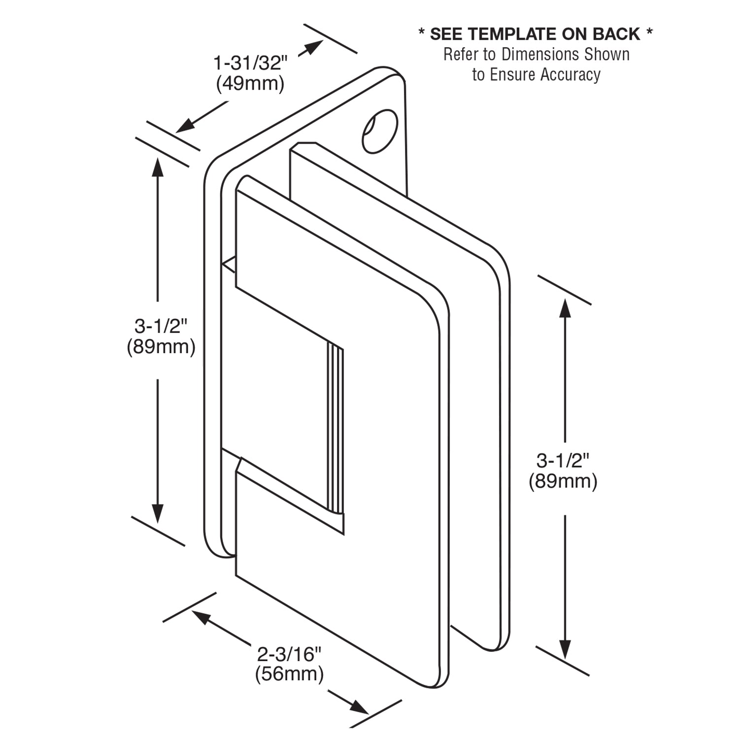 CRL Roman 044 Series Wall Mount Offset Back Plate Hinge *Discontinued* R0M0440RB