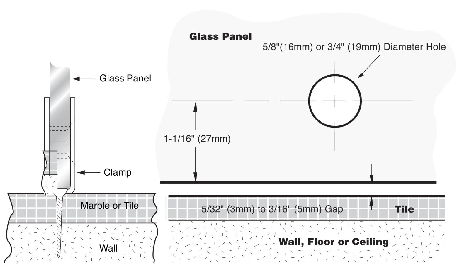 CRL Roman Series Fixed Panel U - Clamp R0M79BN