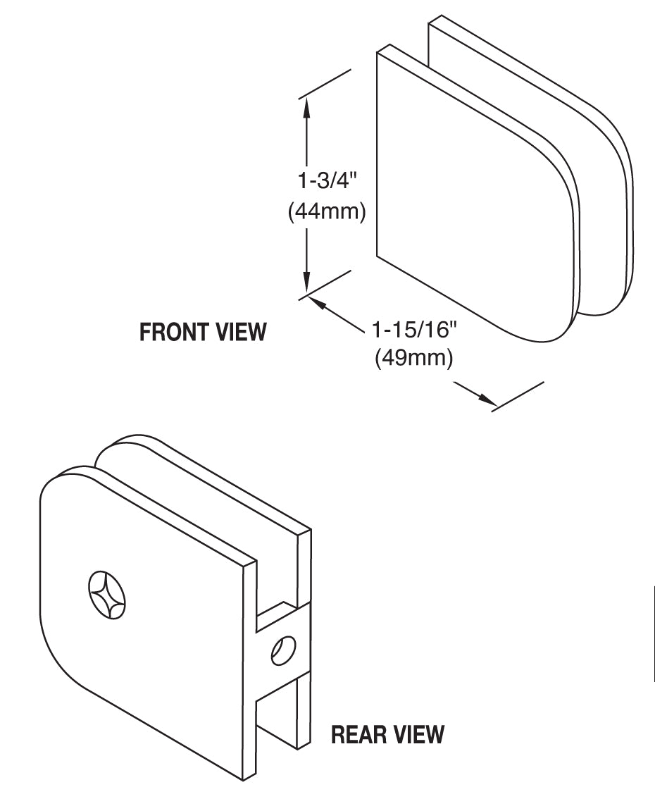 CRL Roman Series Fixed Panel U - Clamp R0M79BN