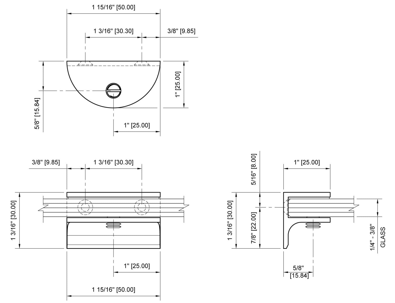 CRL Rounded Interior Shower Shelf Clamp with Support Leg EH124