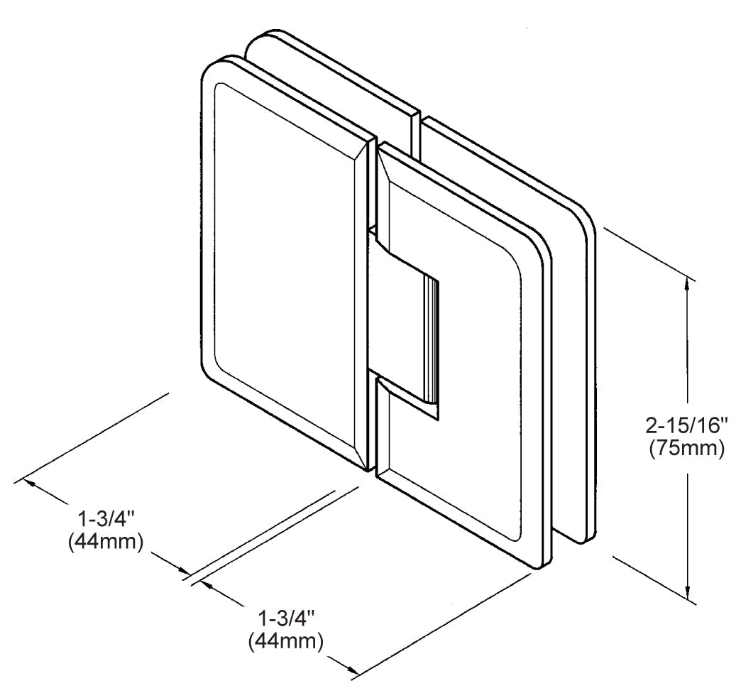 CRL Satin Chrome Trianon 180 Series 180 Degree Glass - to - Glass Hinge TR1180WC