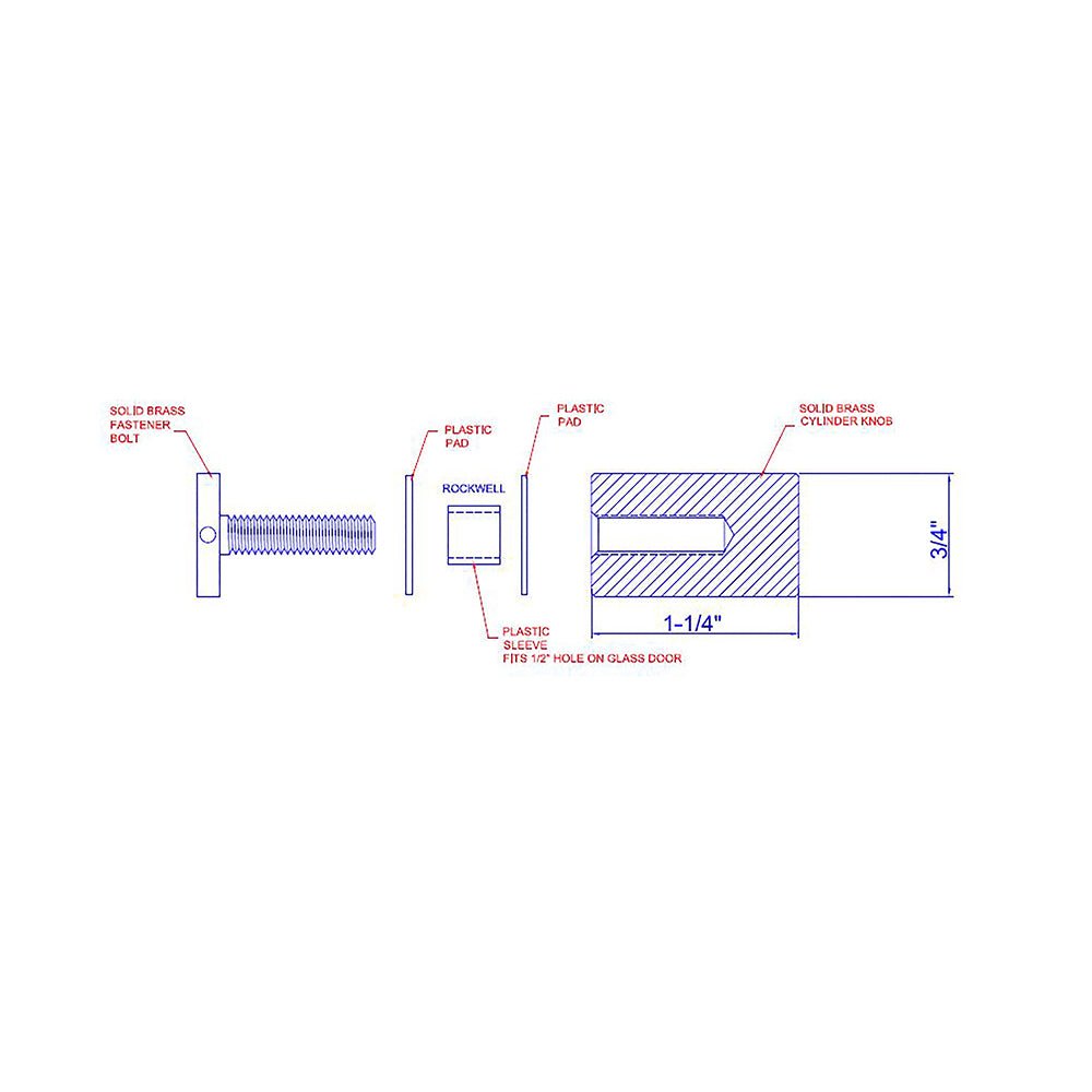 Rockwell Security Single Side Shower Door Knob for Frameless Heavy Glass Shower Doors SDK03X1BN